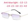 High-Grade Coating Frameless Finished Myopia Glasses Women Anti-Blue Light Prescription Eyeglasses -1 -1.5 -2 -2.5 -3 -3.5 -4.0