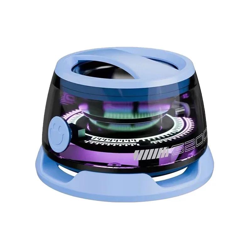 Mini Travel Stereo Speaker Outdoor Magnetic Bluetooth Speaker Wireless Portable with RGB Color Light and Phone Holder for IOS
