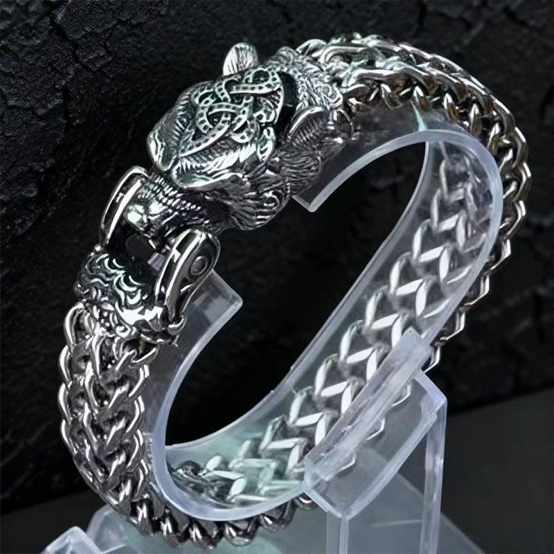 European and American Cross-border Popular Men's Bracelets, Retro Punk Style, Stainless Steel Snake Head, Beast Head, Skull, and Jewelry Do Not Fade.