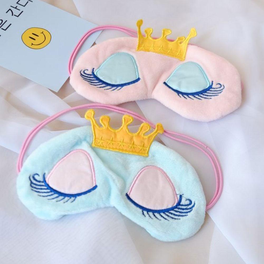 Cute Eyes Cover Crown Style Travel Sleeping Blindfold Shade Eye Mask (Color:Light blue,Pink)