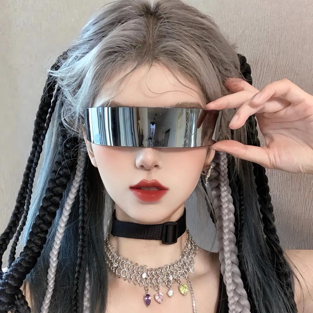 Attractive Glasses Men's Black Designer Future Warrior Rimless Sunglasses One Piece Lens Wraparound Cyber Punk Futuristic Wo Party Outdoor Sun Glasses