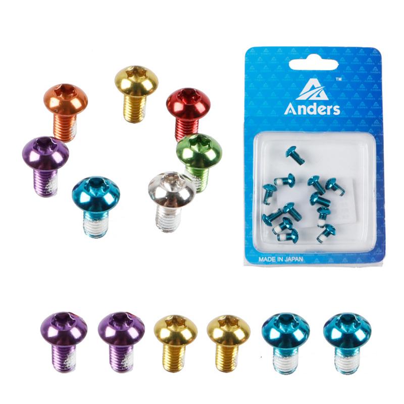 12x MTB Bike Bicycle Head Disc Brake Rotor Torx T25 Screws Nut M5x10mm Bolts