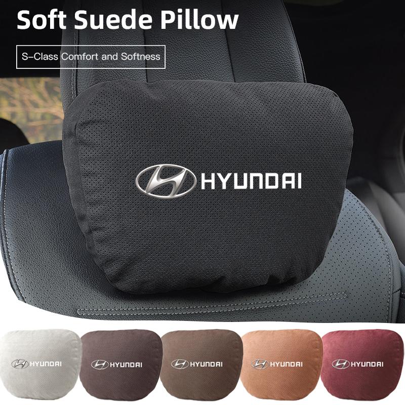 Car Suede Breathable Neck Pillow Memory Foam Lumbar Pillow For Hyundai Creta Matrix Elantra Getz Ioniq Solaris GDI Santafe Equus ZZ39
