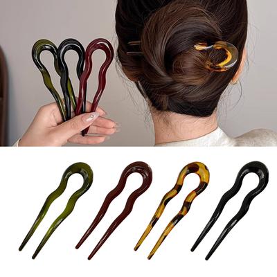 Wavy U Shaped Hair Stick for Stylish Hairstyles Elegant 2 Prong Updo Pin for Women Girls Handmade Headwear Accessories