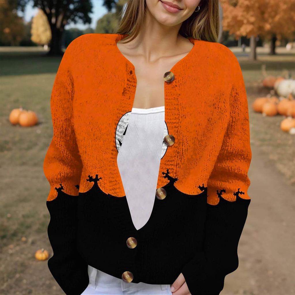 Dámská módní pletená svetrová bunda s dlouhým rukávem a zapínáním na knoflíky