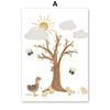 Boho Bear Fox Bird Tree Cabin Mushroom Flower Wall Art Canvas Painting Cartoon Posters And Prints Pictures Baby Kids Room Decor