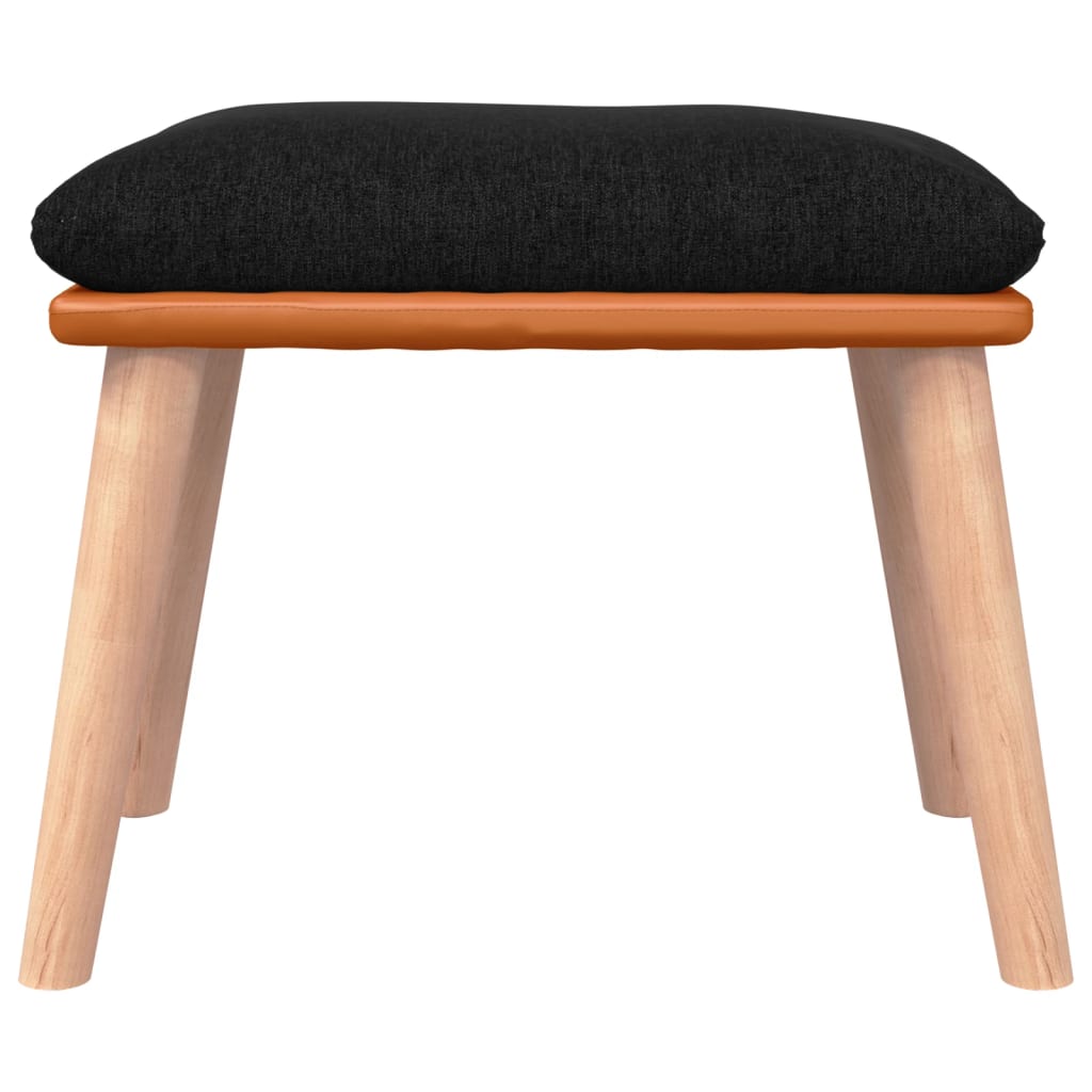 Footstool Black 45 X 29.5 X 35 Cm Fabric and Faux Leather
