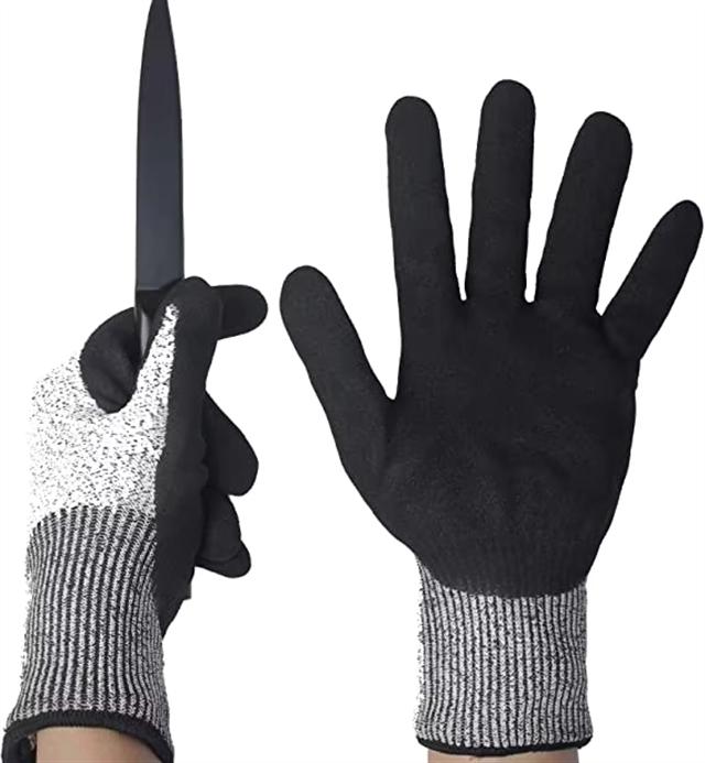 Cut Resistant Work Gloves HPPE Nitrile Coated Hands Anti Cutting Safety for Men