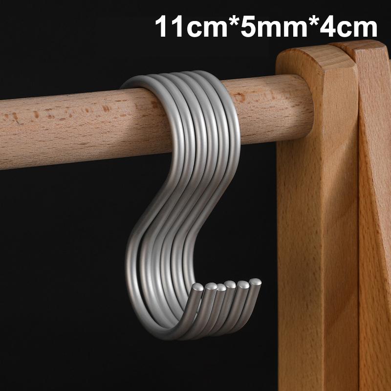 6Pcs Aluminium Alloy S Shape Hooks Practical Kitchen Railing Hanger Hook Clasp Holder Hooks For Hanging Clothes Handbag