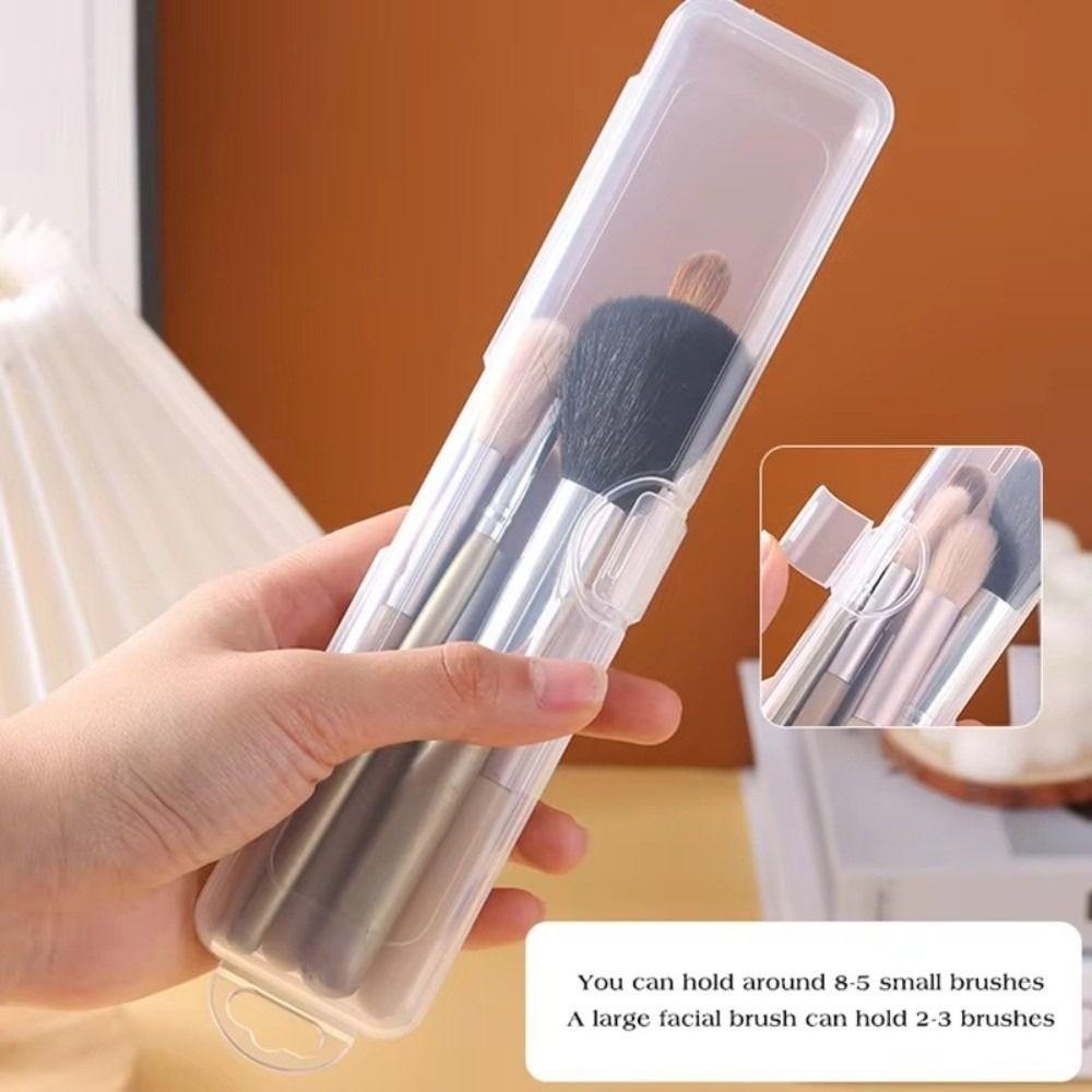 Dustproof Makeup Brush Storage Box Transparent Desktop Cosmetic Storage Container  for Women Girls