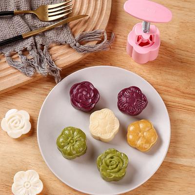71G Mooncake Mold Mid-Autumn Festival Moon Cake Mold Flower a pressione manuale Fai da te Mooncake Stampo per decorazioni in fondente a pressione