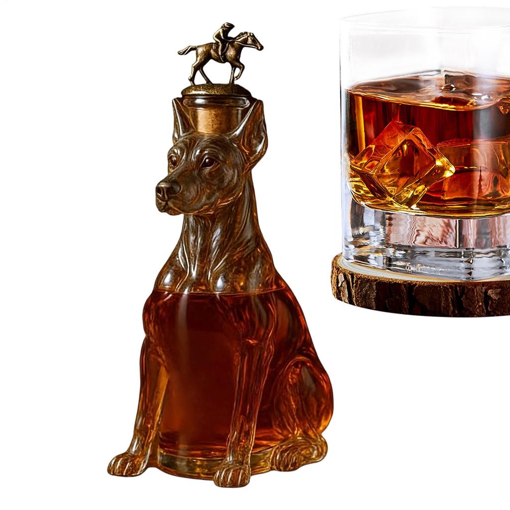 Dubin Whiskey Bottle 350ml Dog Shape Container Whiskey Glass Bottle Decoration For Home Dad Men Bar Kitchen Dining Birthday