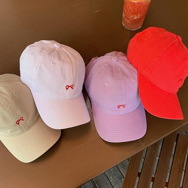 Baseball Hat For Women Outdoor Use Sun Protection Visors Solid Color Color Duck Tongue Cap Cotton Casual Girl Peaked Hat Ricygvm Embroidered Bow