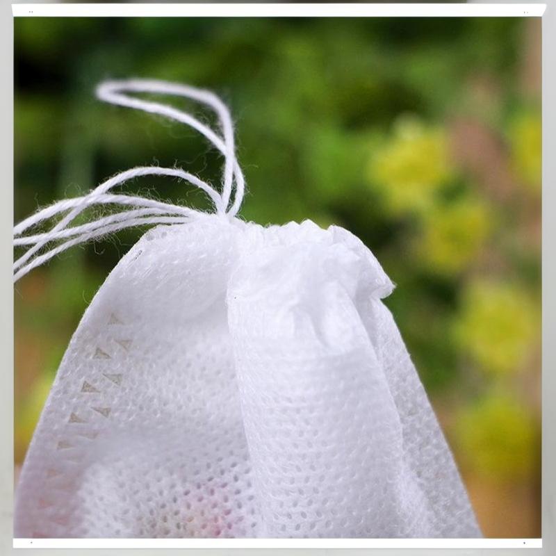 100 Pcs Disposable Tea Filter Bags Food Grade Nonwoven Drawstring Leak Proof for Herb Spice Cooking Sachets