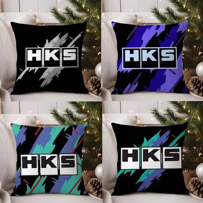 Retro-Muster H-Hks Kissenbezug Büro Sofa Wohnheim Stuhl Rücken Kurzer Plüsch Doppelseitiger Druck Wohnkultur Kissenhülle
