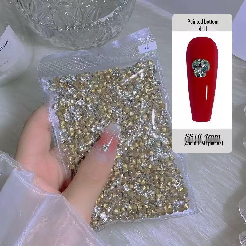 3D Pointed Back Czech Rhinestones Nail Art Decorations - 1440 Pieces