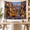 Vintage Tram Tapestry Wall Hanging European Street Landscape Large Fabric Wall Tapestries Boho Home Room Decor for Bedroom