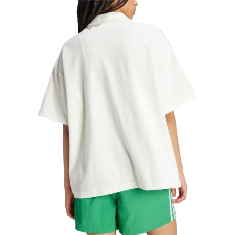 adidas Originals Logo Streifen Lässiges Kurzarmhemd Damen Tops Aprikose JH0614