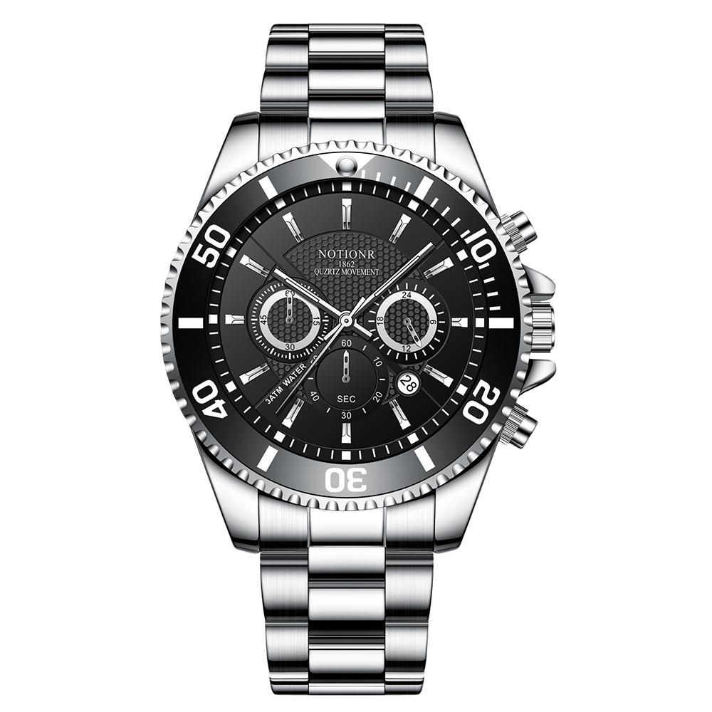 Orologio Classico da Uomo Orologio al Quarzo Orologio Multi-Quadrante Orologio in Acciaio Inossidabile Orologio Casual Sportivo da Uomo Orologio con Calendario Analogico