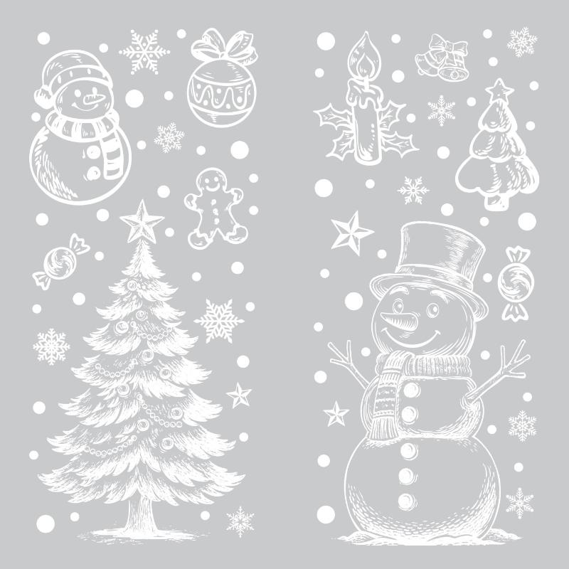 Christmas Window Clings 2 Sheets No Residue Removable Static Decals for Winter Holiday Shopping Mall Window Decor