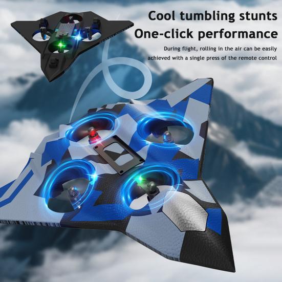 Remote Control Airplane Toy with LED Lights 360 Degrees Stunt Flip Mini EVA Foam Fighter Jet Model Beginner Children Adults 2.4Ghz RC Aircraft Toy