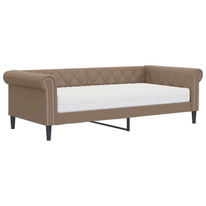 VidaXL Lit de jour avec matelas cappuccino 90x200 cm similicuir 3197722