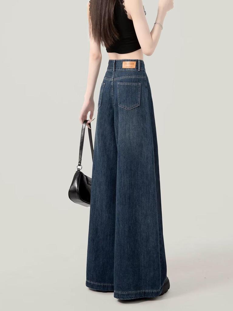 Women's High Waist Petite Wide Leg Jeans - Floor Length, Straight & Loose for Spring/Autumn 2026