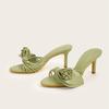Ins Style Bowknot Narrow Band Women Slippers Sandals Elegant Summer High Heels Mules Slides Female Party Dress Shoes