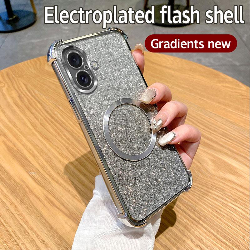Shockproof Magnetic Ring Phone Case For iPhone 16 15 14 Plus 13 12 11 Pro MAX XS MAX XR X 7 8 16 Plus SE 2020 2022 Glitter Cover