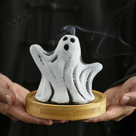 Incense Tube Holder Ghost Holder, Halloween Cute Ghosts Scents Burner, Resin Party Decor Waterfall Burner Backflow Decorative Home Desktop Whimsical
