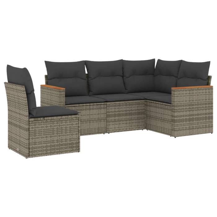 VidaXL Salon de Jardin avec Coussins 5 pcs, Canapés de Terrasse, Ensemble de Meubles de Patio, Mobilier d'Extérieur, Gris 3258378