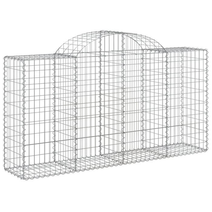 VidaXL Paniers à gabions arqués 9 pcs 200x50x100/120 cm fer galvanisé, gabion, cage de gabion, panier de mur de gabion, mur 3146327