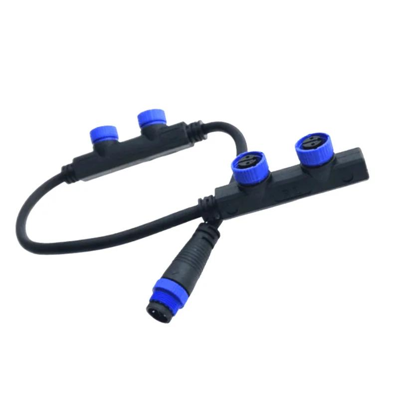 M15 2Pin Type F Waterproof Plug 1 Out 2/3/4 Main Line Male Connector LED Outdoor Street Lights m15 Junction Box Adapter Cable