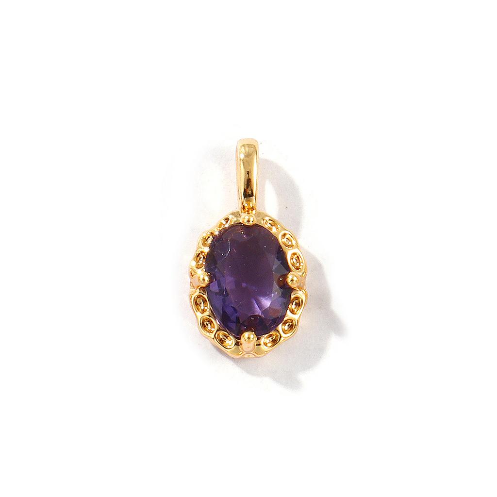 2 PCs Oval Brass & Rhinestone Birthstone Charms 18K Gold Plated Oval Pedndants For DIY Necklace Jewelry Making Findings 15mmx8mm