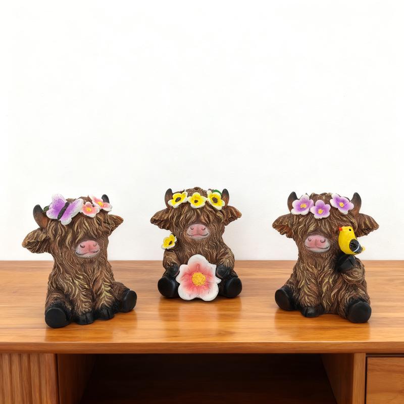 Highland Cow Series Resin Ornaments - Creative Home & Garden Decor