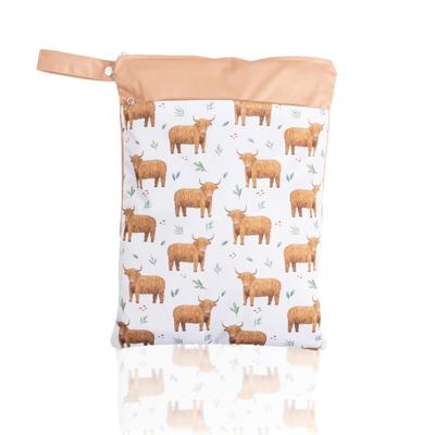 Waterproof Diaper Perfect for and Washable [plunmoln] Pouch, Multi-Purpose, Travel, Yoga, Gym, Sports, Daycare, Kindergarten, (G (Cow Print))