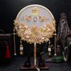 32CM Vintage Chinese Wedding Decorative Fans Wedding Bride Round Fans Photography Ornaments Home Decor  Art Craft Fans