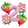 Pink Strawberry Balloon Set, Small Daisy Aluminum Film Decoration, Children'S Birthday Party Anniversary Photo Props