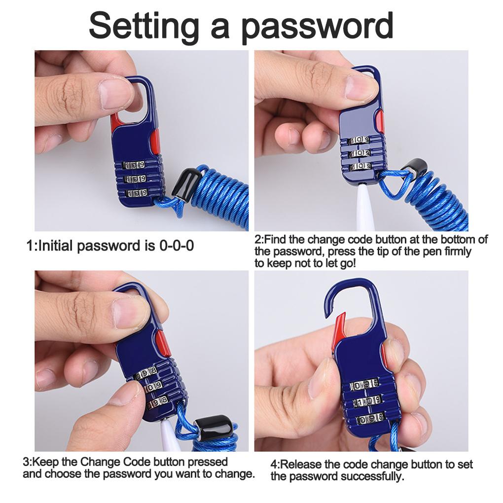 Motorcycle Helmet Anti-theft Password Lock Zinc Aluminum Alloy Digit Password Combination Lock Muiltcolor Bicycle Accessories