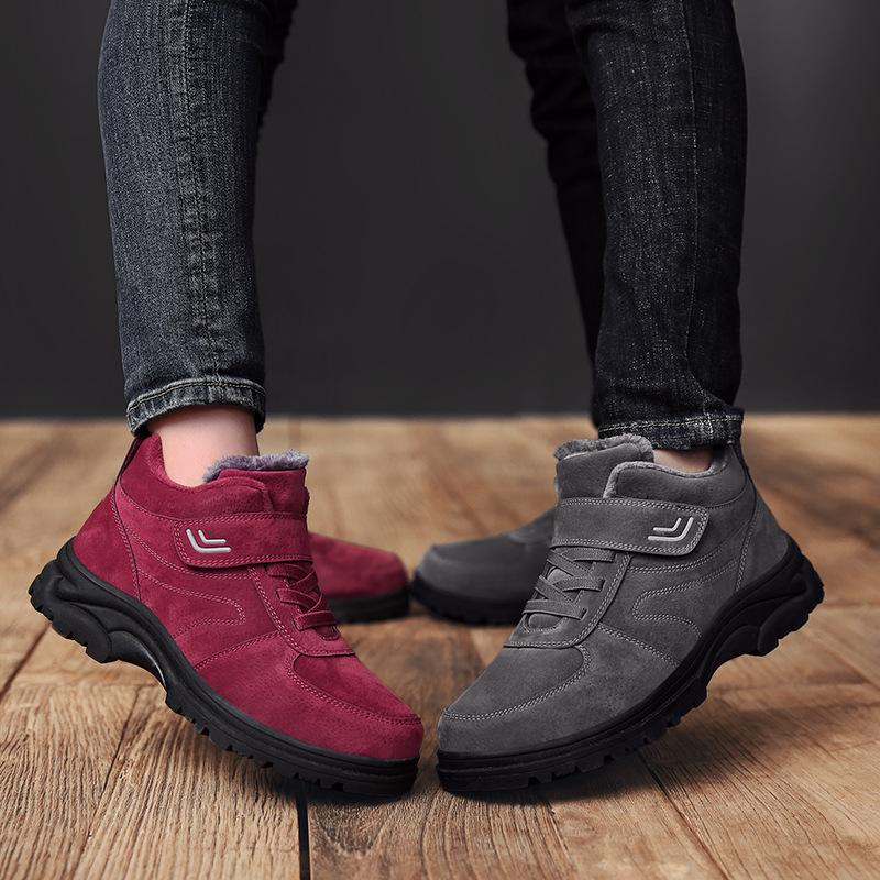 Autumn and Winter Couple Models Fleece Thickened Elderly Cotton Shoes Safety Walking Shoes Non-slip Casual Sports Shoes Snow Boots Women