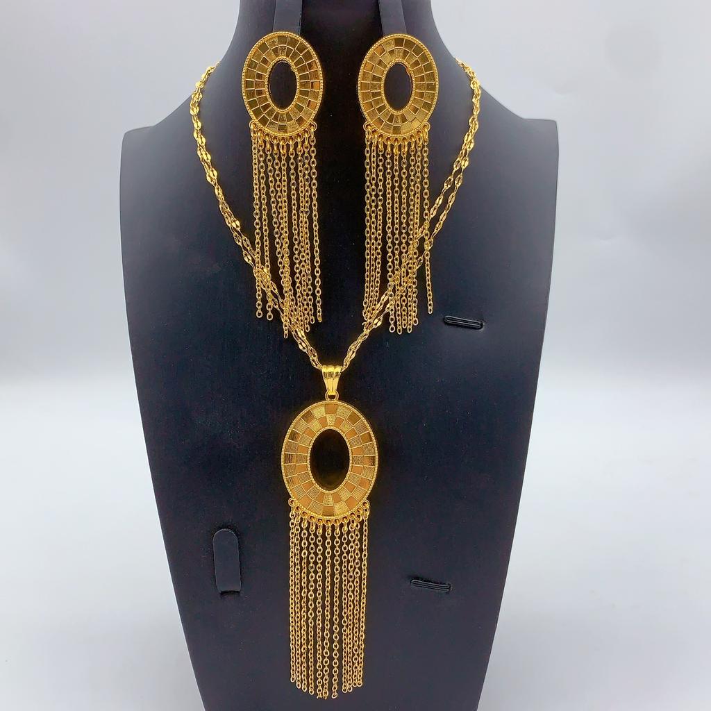 Middle East Dubai Iraq Jewelry Copper Alloy Necklace Earrings Jewelry Set Indian Bridal Necklace 2026