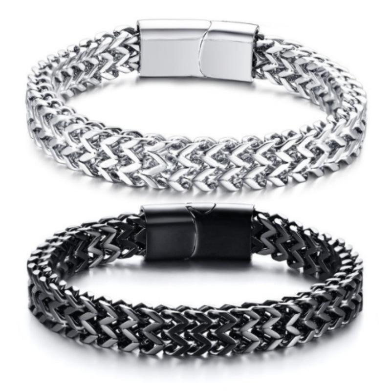 Stainless Steel European and American Fashion Punk Mens Fashion Forward and Reverse Chain Bracelet Magnet Buckle Alloy Bracelet