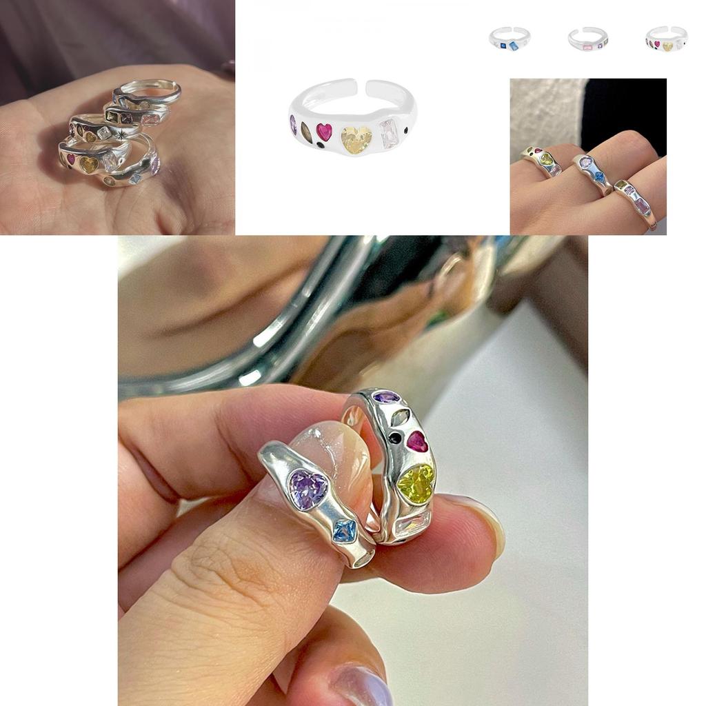 Stylish Adjustable Open Ring For Women Featuring Colorful Zircon Stone Elegant Design For Fashion Lovers