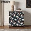 1roll Dark Style Skeleton Self-adhesive Wallpaper Waterproof Skull Floral Leaf Wallpaper Removable Wall Stickers for Living Room Furniture Restoration