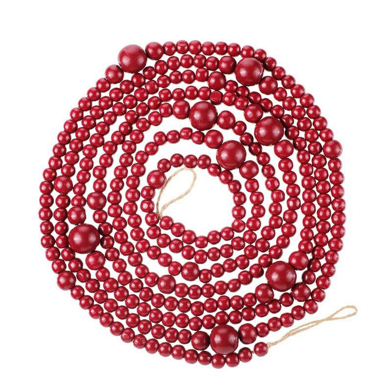 Wood Colored Christmas Bead String Wooden Bead Garland Christmas Tree Decoration Wooden Bead Fireplace Decoration