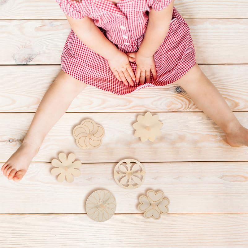 iplusmile Wooden Gyro Tops for Traditional and Unfinished Tops 18-Piece Top, Paintable, Educational, Cute, Hand-Cranked Kids, Play, Games,