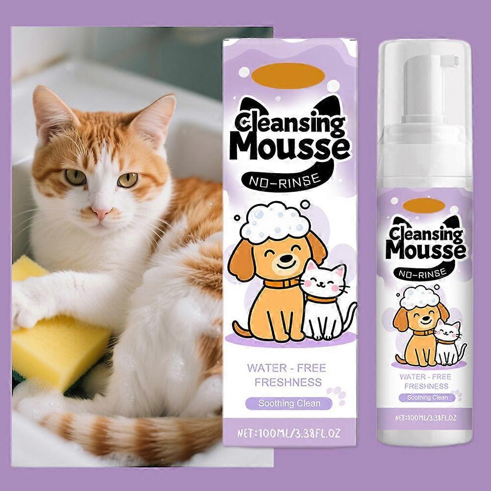 Pet No-Rinse Facial Cleansing Mousse Cat Dog Body Hair Odor Removal Clean Convenient No-Rinse Foam Mousse