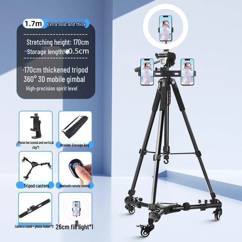 Professional Mobile Phone & DSLR Tripod with Pulley and Universal Ball Head for Live Streaming