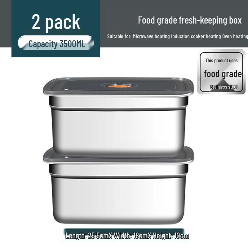 Stainless Steel Food Storage Box with Lid - Square Tray Lunch Container for Office Workers