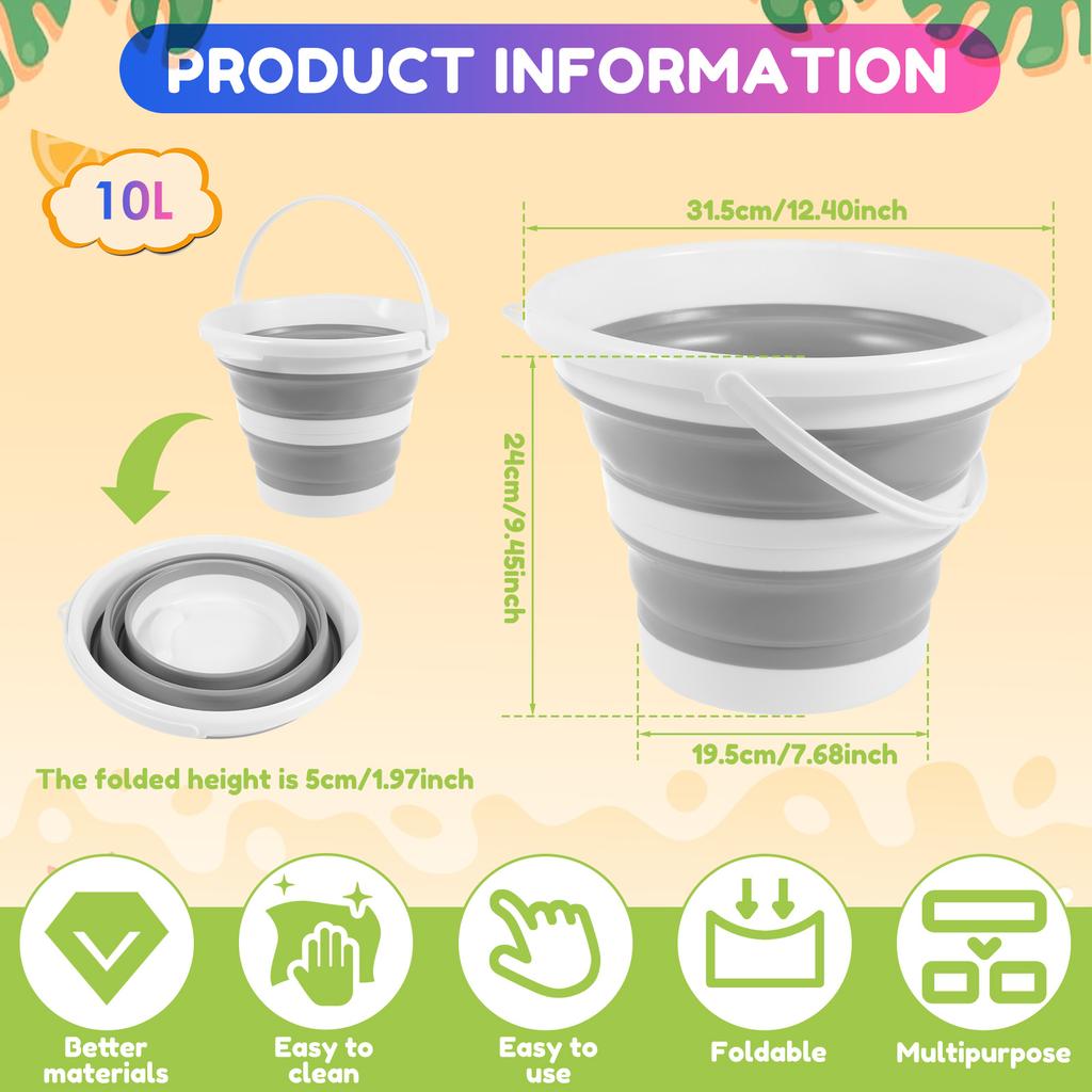 10L Portable Folding Bucket Thickened Beach Fishing Car Washing Collapsible Bucket Household Travel Outdoor Camping Bucket